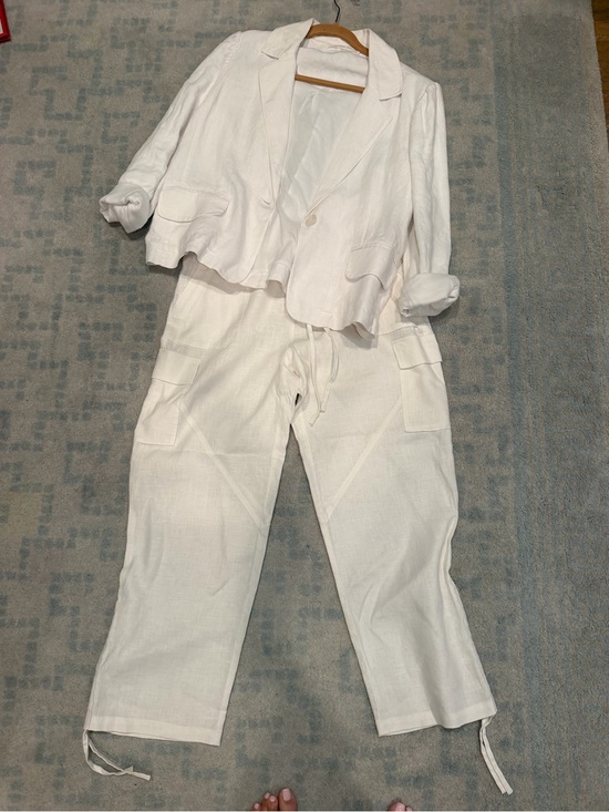 MELISSA NEPTON Pants - Classic White Linen Jacket and Cargo Pants for Women